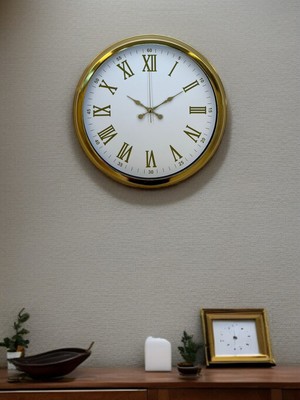 Motto Ticaret Royal White Gold 40 cm Metal Duvar Saati