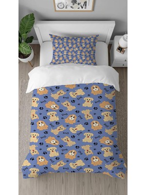 Greendecor Köpek Dog Desenli Dijital Baskılı Özel Tasarımlı Çarşafsız Tek Kişilik Şık Nevresim Takımı
