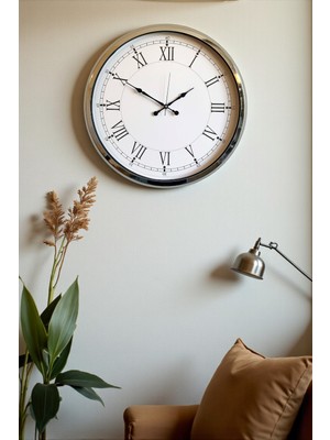 Motto Ticaret Roma Zarafeti Krom 52 cm Metal Duvar Saati