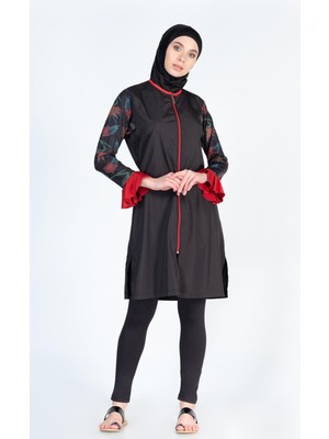 Yeni Alfasa 270 Uzun Kol Taytlı Kol Ucu Detaylı Tam Kapalı Tesettür Mayo