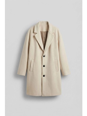 Abluka Online Erkek Oversize Uzun İtalyan Kaşe Kaban Bej