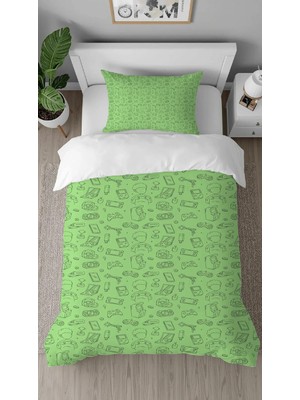 Greendecor Xo Oyuncu Gamer Ps Desenli Dijital Baskılı Özel Tasarımlı Çarşafsız Tek Kişilik Şık Nevresim Takımı