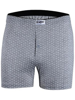 Yıldız 43 Erkek Rahat Bol Düğmeli %100 Pamuklu Yıldız Desenli Havlu Bel Tekli Klasik Boxer