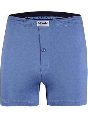 Yıldız 43 Erkek Rahat Bol Düğmeli %100 Pamuklu Düz Renk Havlu Bel Tekli Klasik Boxer