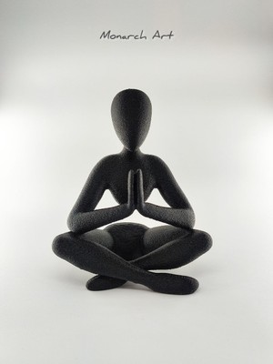 Monarch Art Yoga Ve Meditasyon Biblosu - Modern Minimalist Siyah Dekoratif Heykel (12 cm)