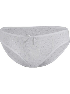 Yeni Yıldız 3575 Beyaz Kalpli Kadın Bikini Külot