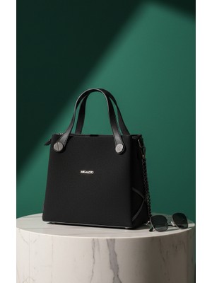 Vardis Suni Süet ve Suni Deri Yanları Simli El ve Omuz Kadın Çantası