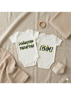 Novera Baby Organik %100 Pamuklu Isimli Bebek Zıbın Çift Yön Desenli Taraftar Body