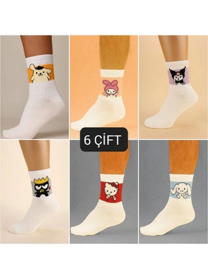Özpek Giyim Kawaii Style Unısex Sevimli Karekter Çorap Seti- 6'lı-12'li