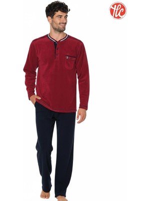 GOLDOREMİ KLY 3023 Erkek Polar Triko Yaka Pijama Takımı