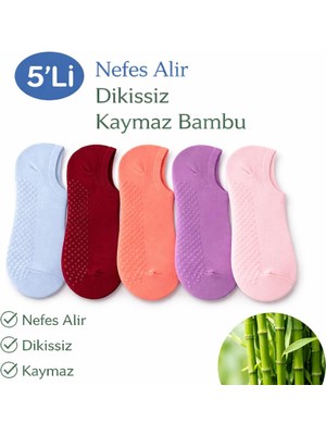 Güçlü Çorap 5 Li Kadın Pilates Çorap ◆ Pamuklu Kaymaz  ◆ Yoga, Bale ,pilates ,tavaf