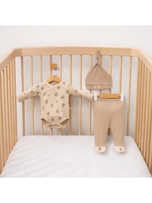 Asyaden Baby Erkek Bebek Pamuklu Balon Baskılı 3lü Zıbın Set Yenidoğan Hastane Çıkışı