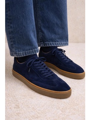 VARNAS Bruno Erkek Hakiki Deri Süet Sneaker - Lacivert Günlük Casual Ayakkabı