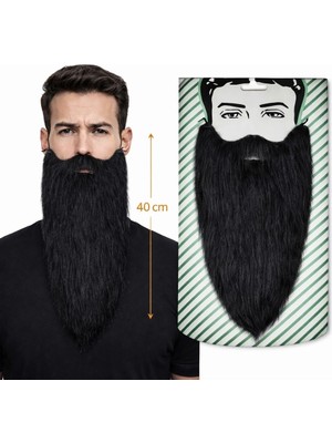 Magicool Siyah Renk Lastikli Uzun Takma Sakal 40 cm