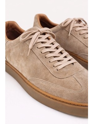 VARNAS Bruno Erkek Hakiki Deri Süet Sneaker - Bej Günlük Casual Ayakkabı