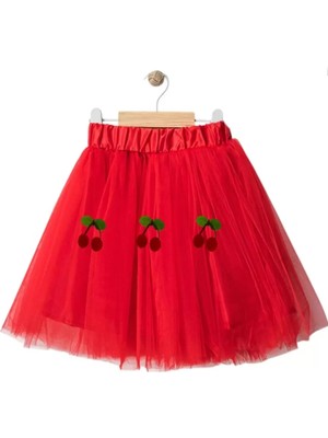 Kız Çocuk Kirazlı Beli Lastikli Tütü Etek 2/5 Yaş