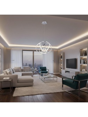 Elizim Home Lighting Dron Tek Toplu Ledli Krom Sarkıt Avize