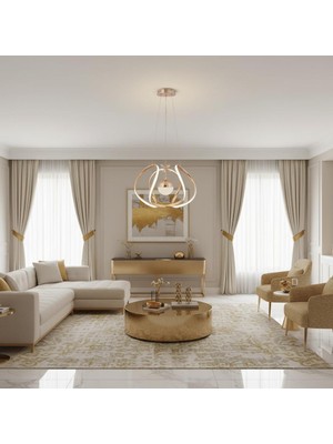 Elizim Home Lighting Dron Tek Toplu Ledli Gold Sarkıt Avize
