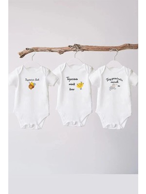 Sunbabyhome %100 Pamuklu Bebek Body - 3'lü Teyze Seti - Yazılı Zıbın