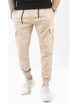 Rizzup Erkek Taş Paçası ve Beli Lastikli Dar Kesim Kargo Pantolon 1601569