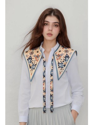 Walkenzo Osmanlı Çini Desenli Kadın Omuz Şalı |yakalık Fular