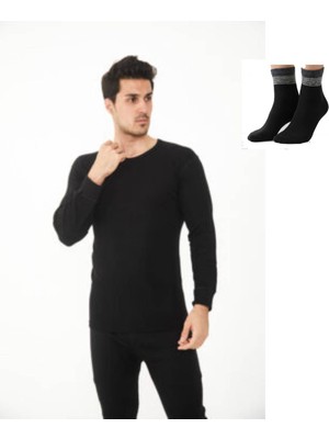 Uygur Saf Yünden Sıcak Tutan Erkek Için Üst Uzun Kol Fanila