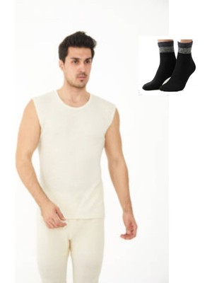 Uygur Saf Yünden Sıcak Tutan Erkek Için Sıfır Kol Fanila Atlet