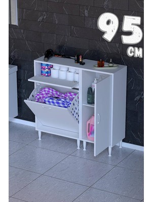 modilayn Yenice 3 Raflı 1 Sepetli Çok Amaçlı Banyo & Çamaşır Dolabı 4 Farklı Genişlik