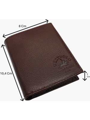 Westpolo Hakiki Deri Fermuarlı Bozuk Para ve Bol Kartlık Bölmeli Erkek Cüzdanı - Kahverengi