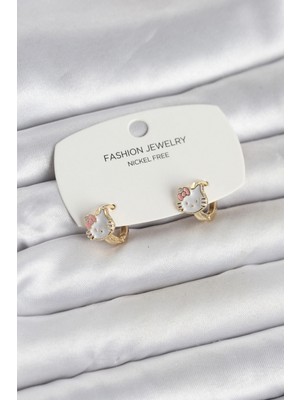 Erbilden Erb Kitty Model Gold Renk Pirinç Çocuk Küpe