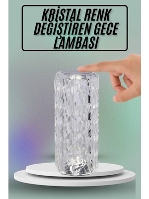 xirshop Masa ve Gece Lambası Şık ve Dayanıklı Sensörlü Şarjlı Kristal Lamba
