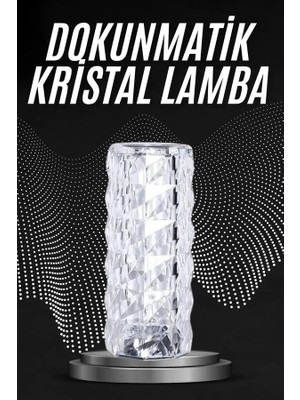 xirshop Kristal Lamba Masa Lambası Şarjlı Masa Lambası Dokunmatik Sensör USB Şarjlı