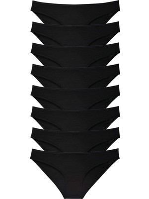Çerçici 8 Adet Süper Eko Set Likralı Kadın Slip Külot Siyah-Royaleks