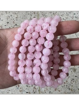Pembe Kuvars 8 mm Doğal Taş Bileklik