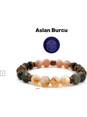 Aslan Burcu Doğal Taş Bilekliği 8 mm