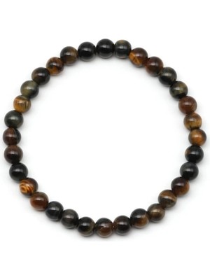 Orijinal Gerçek Kaplan Gözü Doğal Taş Bileklik 6 mm 18 cm