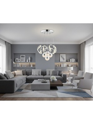 Elizim Home Lighting Dron 3+1 Ledli Krom Avize