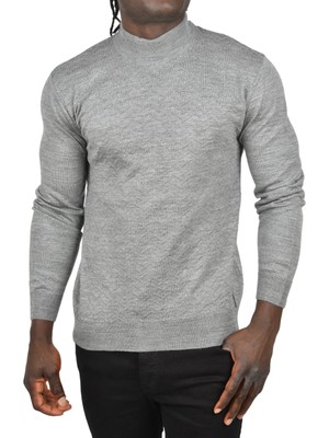 Rizzup Erkek Gri Zigzag Desenli Yarım Balıkçı Yaka Dar Kesim Boğazlı Triko Kazak 2505496