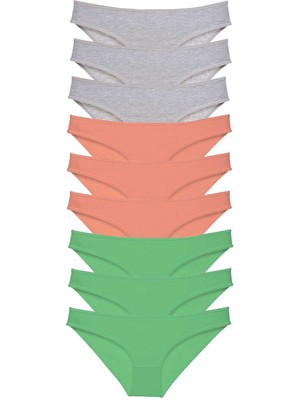 Çerçici 9 Adet Süper Eko Set Likralı Kadın Slip Külot Gri Pudra Yeşil-Royaleks