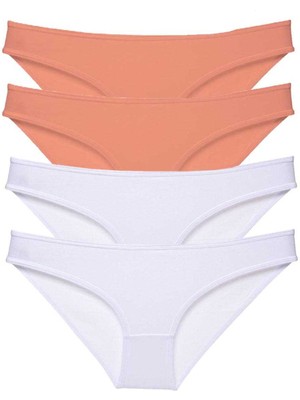 Çerçici 4 Adet Eko Set Likralı Kadın Slip Külot Pudra Beyaz-Royaleks