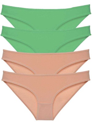 Çerçici 4 Adet Süper Eko Set Likralı Kadın Slip Külot Yeşil Ten-Royaleks