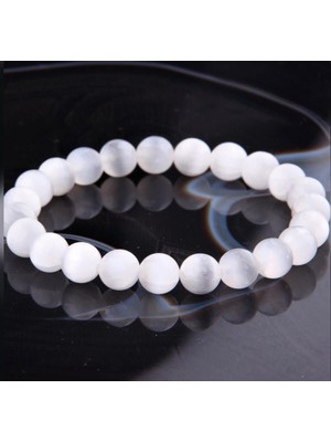 Selenit Taşı Doğal Taş Bileklik 8 mm A Kalite