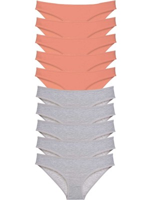 Çerçici 10 Adet Süper Eko Set Likralı Kadın Slip Külot Pudra Gri-Royaleks