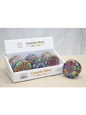 Derin Stok Taşlı Yuvarlak El Aynası Kalın