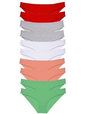 Çerçici 10 Adet Süper Eko Set Likralı Kadın Slip Külot Kırmızı Gri Beyaz Pudra Yeşil-Royaleks