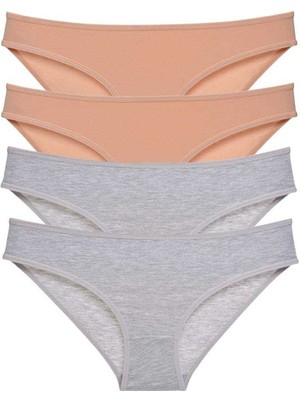 Çerçici 4 Adet Süper Eko Set Likralı Kadın Slip Külot Ten Gri-Royaleks