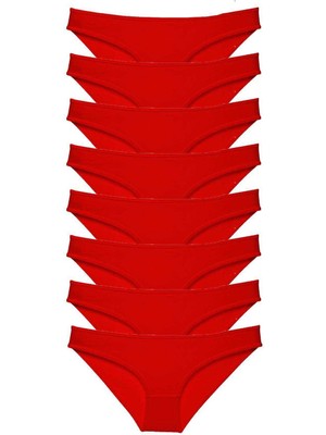 Çerçici 8 Adet Süper Eko Set Likralı Kadın Slip Külot Kırmızı-Royaleks