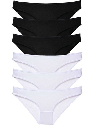 Çerçici 6 Adet Eko Set Likralı Kadın Slip Külot Siyah Beyaz-Royaleks