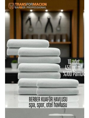 Creatividad Solutions Kuaför Berber Havlusu 10 Adet Pamuk Berber Havlusu 50X90 Beyaz 721908