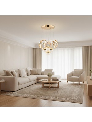 Elizim Home Lighting Dron 3+1 Ledli Gold Avize